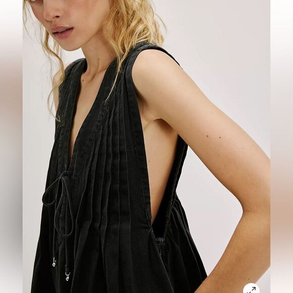 Free People Webster romper Black Sleeveless cotton one piece jumpsuit $128 XL - Picture 4 of 12